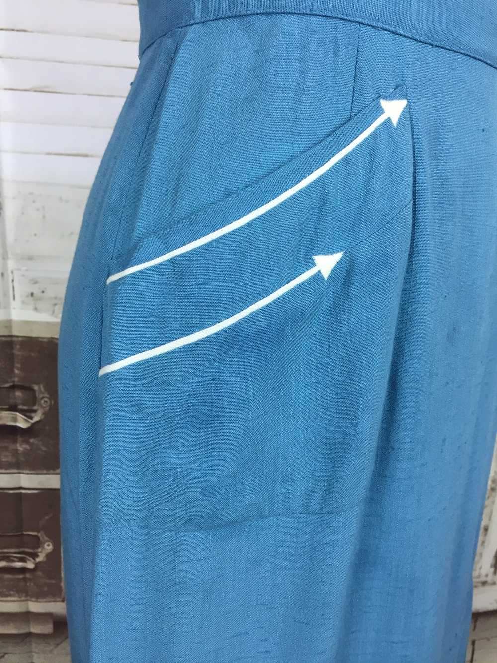 Original 1950s Sky Blue Vintage Linen Summer Suit… - image 7