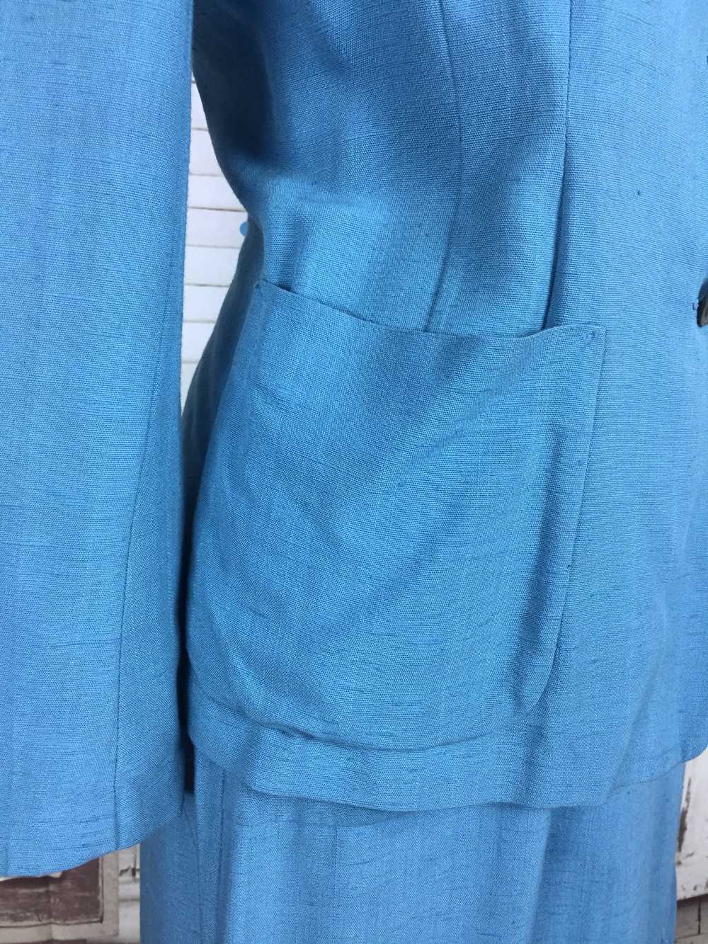 Original 1950s Sky Blue Vintage Linen Summer Suit… - image 8