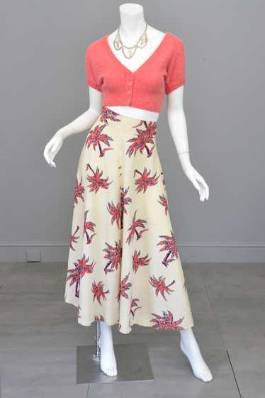 1940s Palm Tree Novelty Print Skirt - Needs cleani