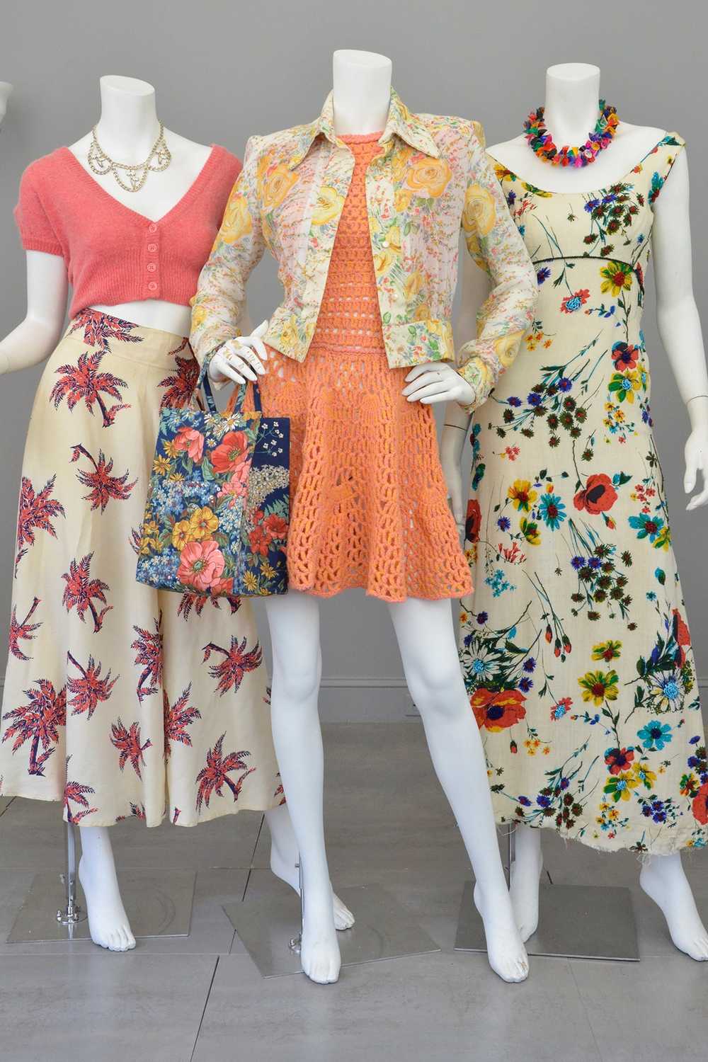 1960s 70s Pink + Yellow = Orange Yarn Crochet Min… - image 11