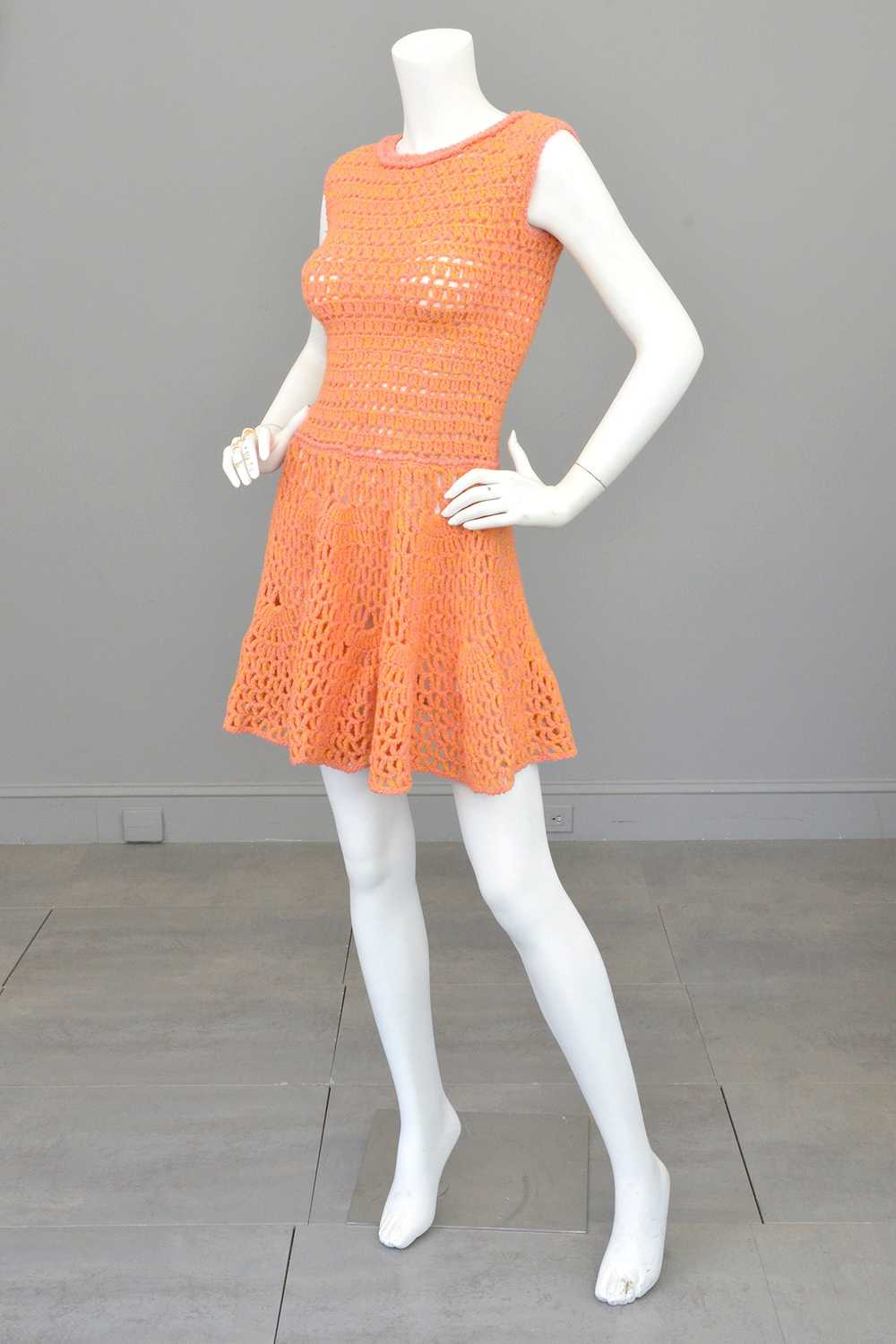 1960s 70s Pink + Yellow = Orange Yarn Crochet Min… - image 6