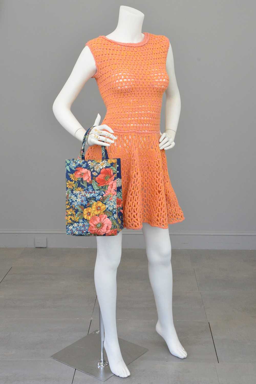 1960s 70s Pink + Yellow = Orange Yarn Crochet Min… - image 8