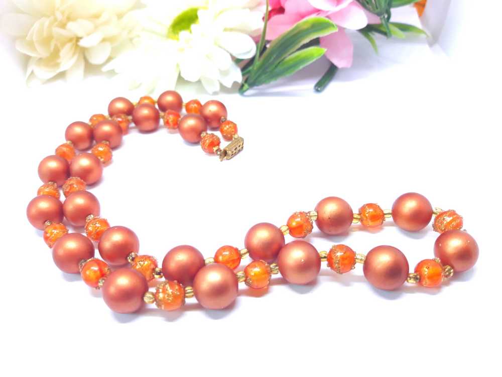 Vintage 1960s-70s Copper Beaded Necklace - image 10