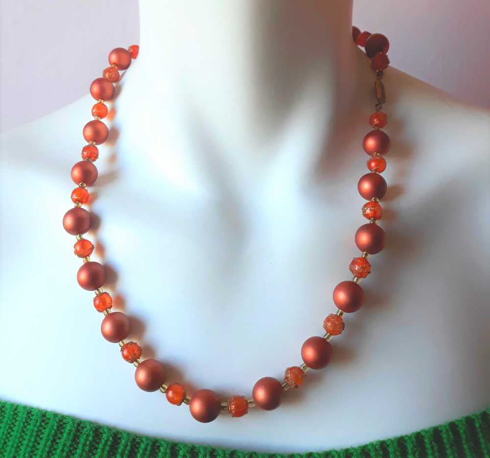 Vintage 1960s-70s Copper Beaded Necklace - image 11