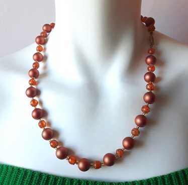 Vintage 1960s-70s Copper Beaded Necklace - image 1