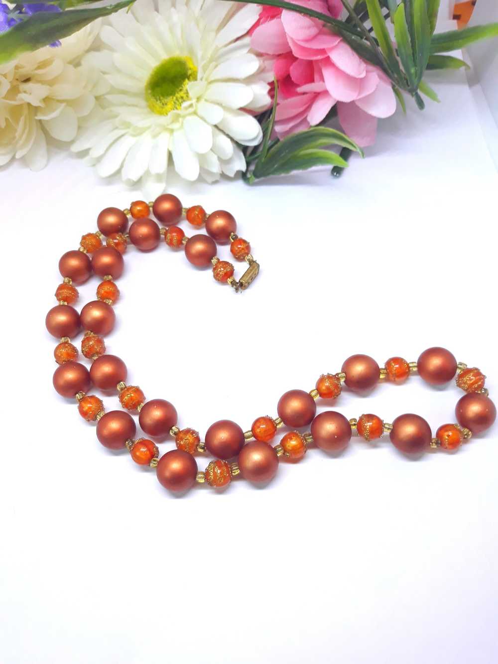 Vintage 1960s-70s Copper Beaded Necklace - image 2