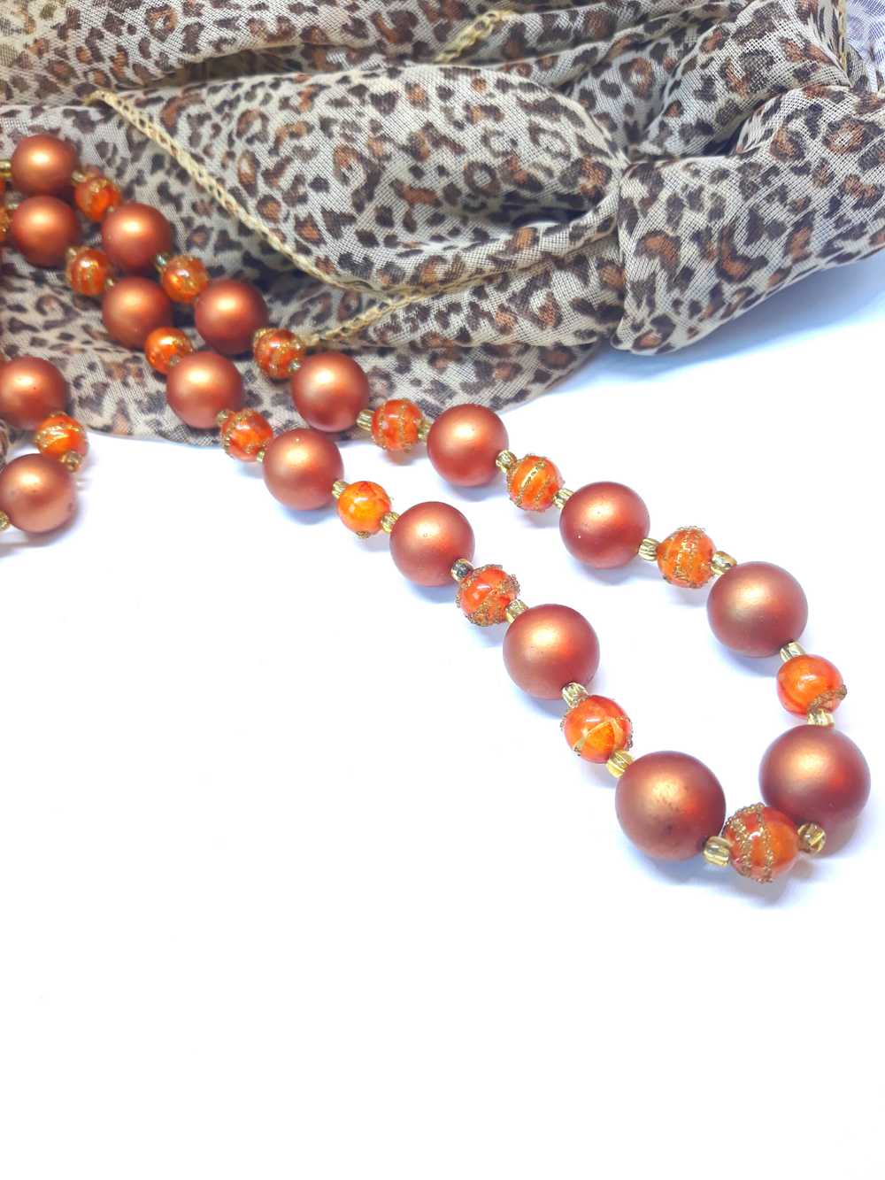 Vintage 1960s-70s Copper Beaded Necklace - image 5