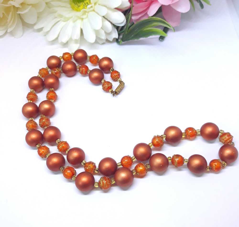 Vintage 1960s-70s Copper Beaded Necklace - image 6