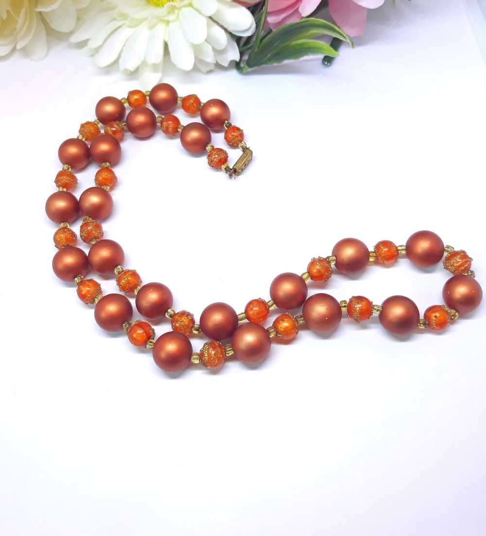Vintage 1960s-70s Copper Beaded Necklace - image 7