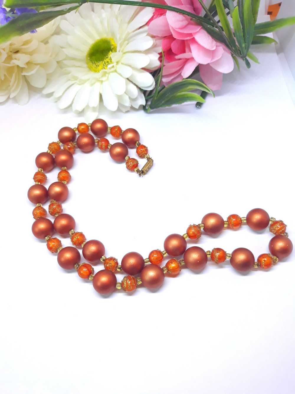 Vintage 1960s-70s Copper Beaded Necklace - image 9