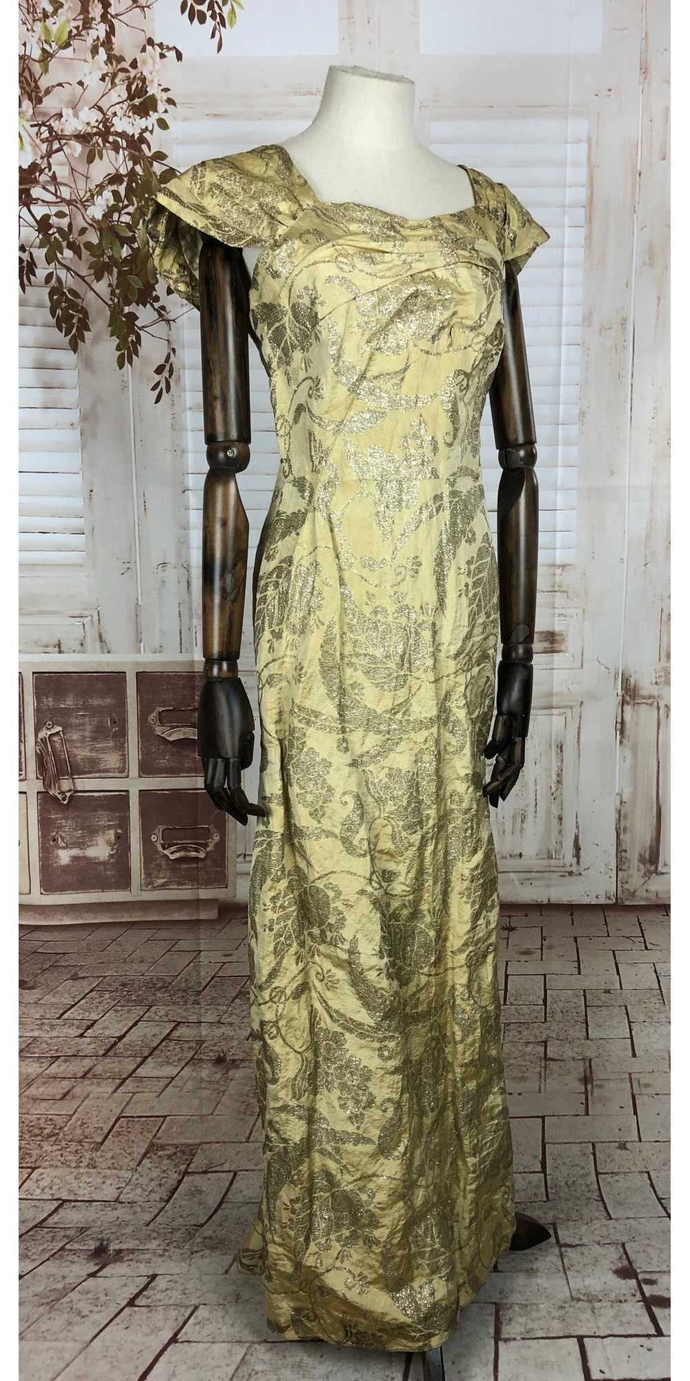 Original 1940s 40s Vintage Gold Lamé Evening Gown… - image 2