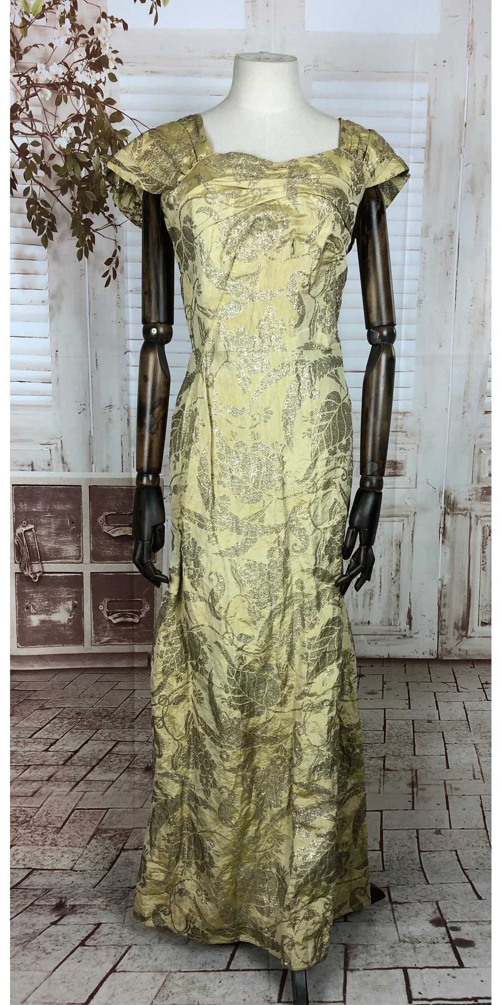 Original 1940s 40s Vintage Gold Lamé Evening Gown… - image 3