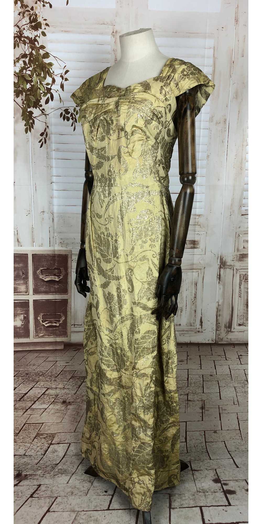 Original 1940s 40s Vintage Gold Lamé Evening Gown… - image 4