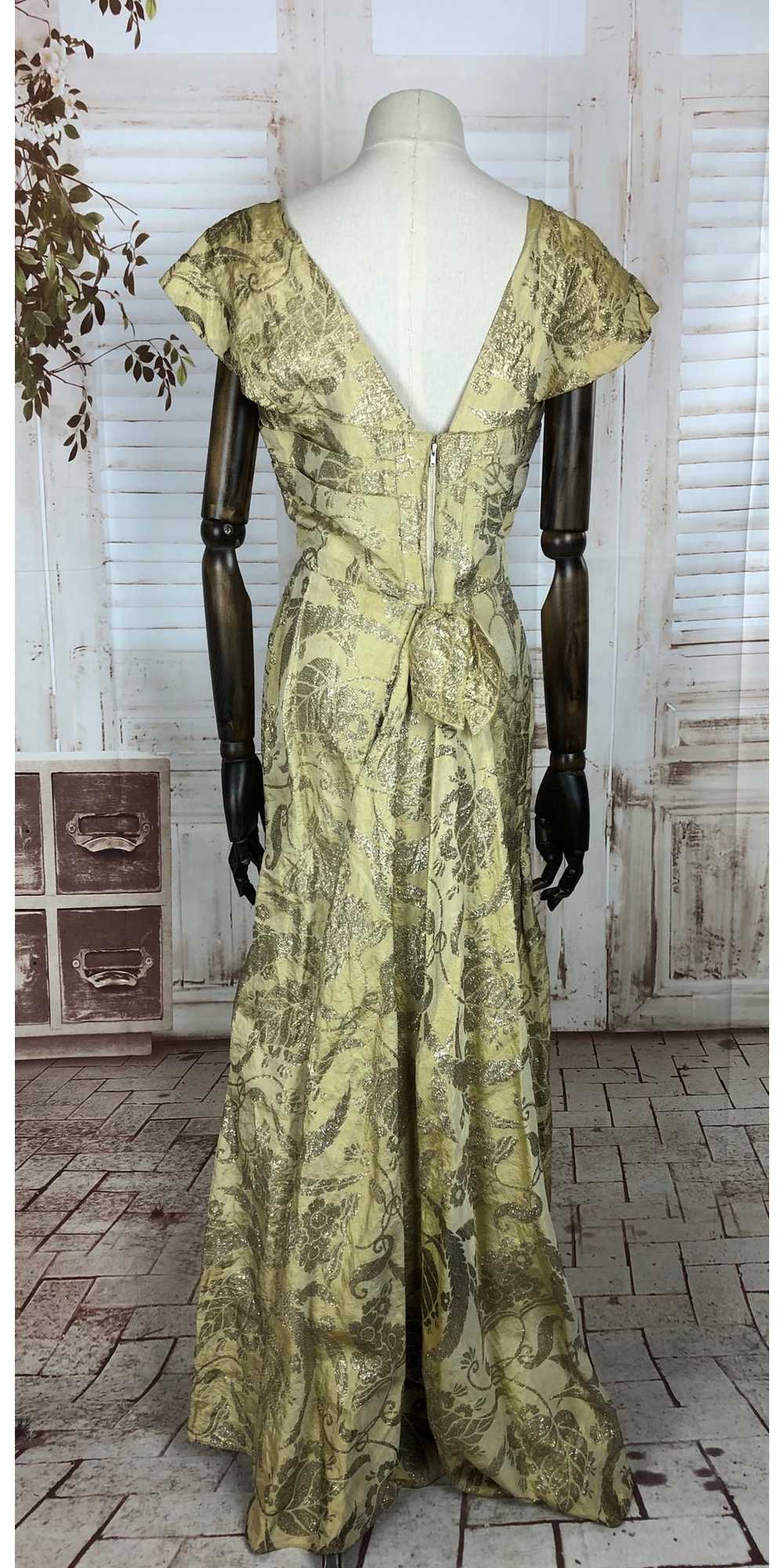 Original 1940s 40s Vintage Gold Lamé Evening Gown… - image 5