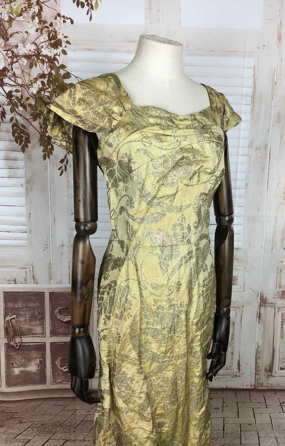 Original 1940s 40s Vintage Gold Lamé Evening Gown… - image 6
