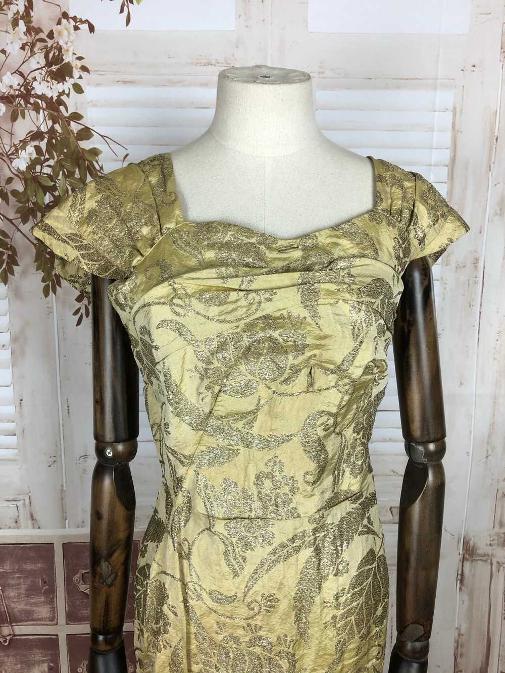 Original 1940s 40s Vintage Gold Lamé Evening Gown… - image 7