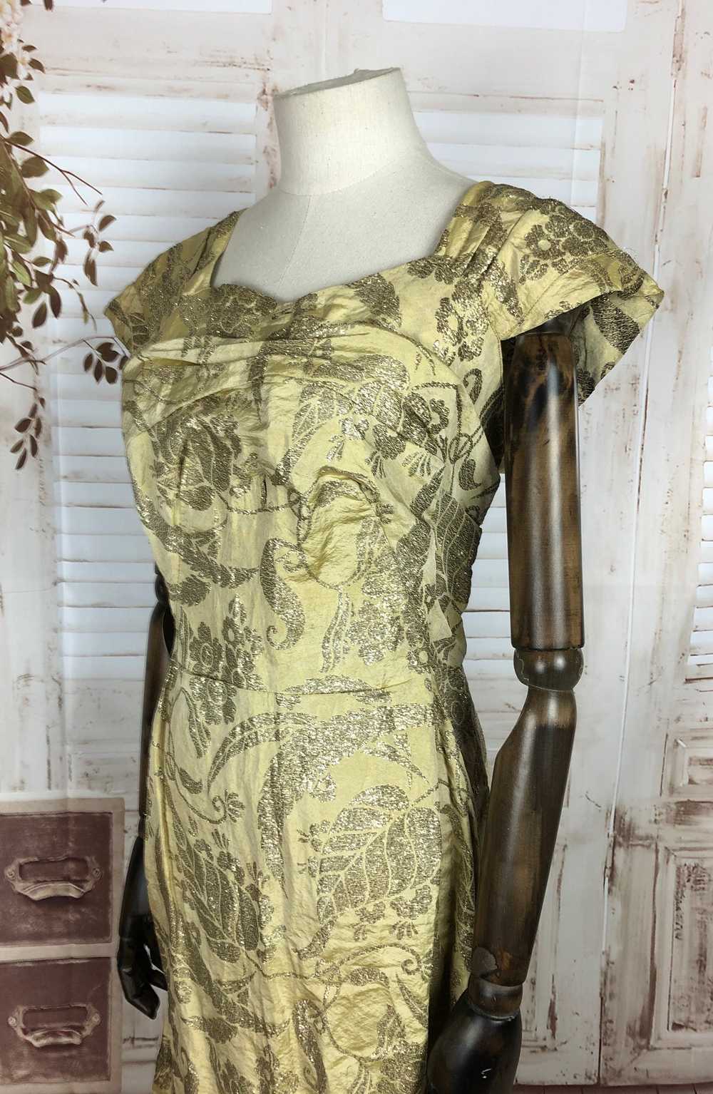Original 1940s 40s Vintage Gold Lamé Evening Gown… - image 8