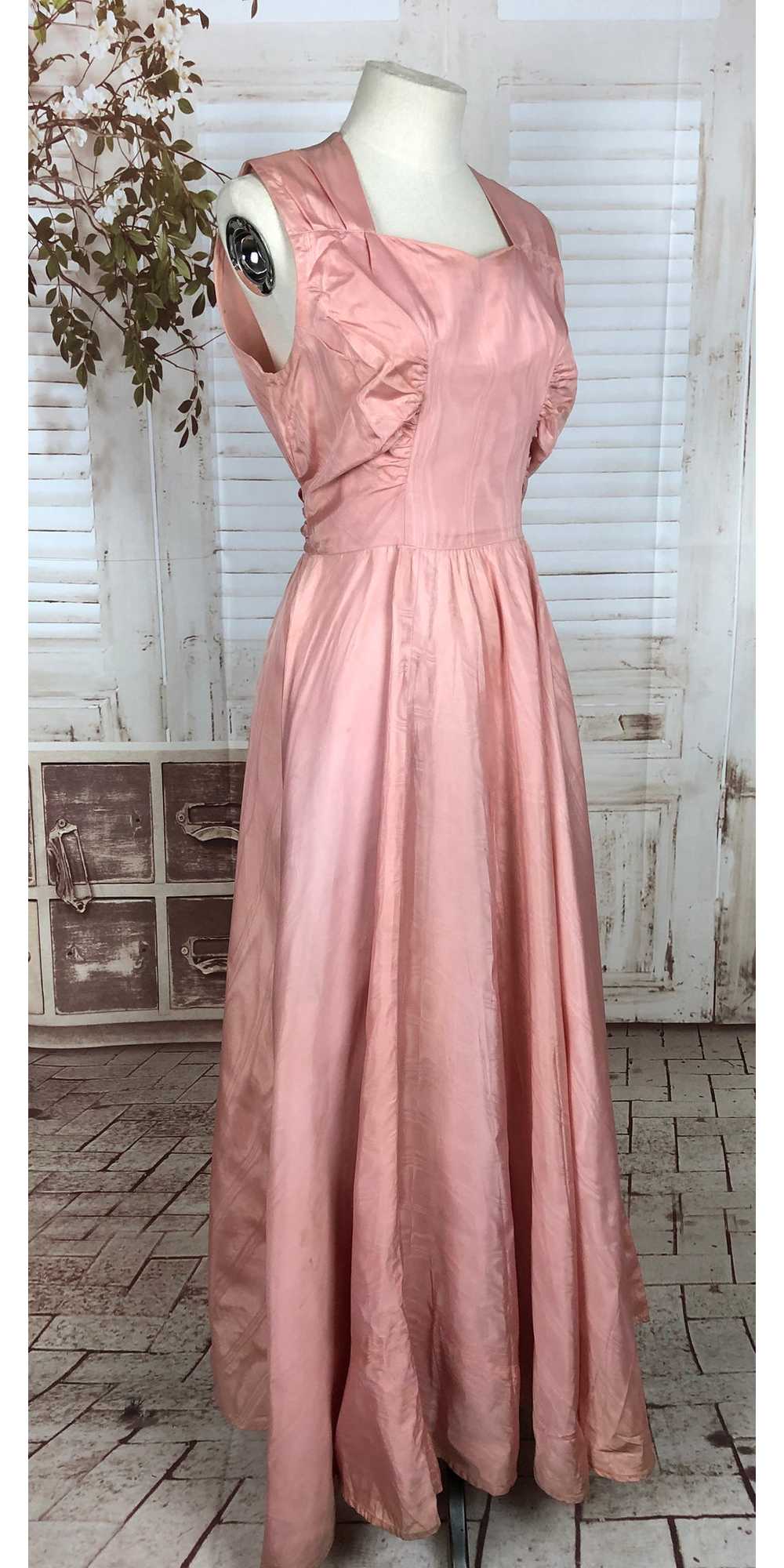 Original 1940s 40s Vintage Pink Taffeta Evening D… - image 2