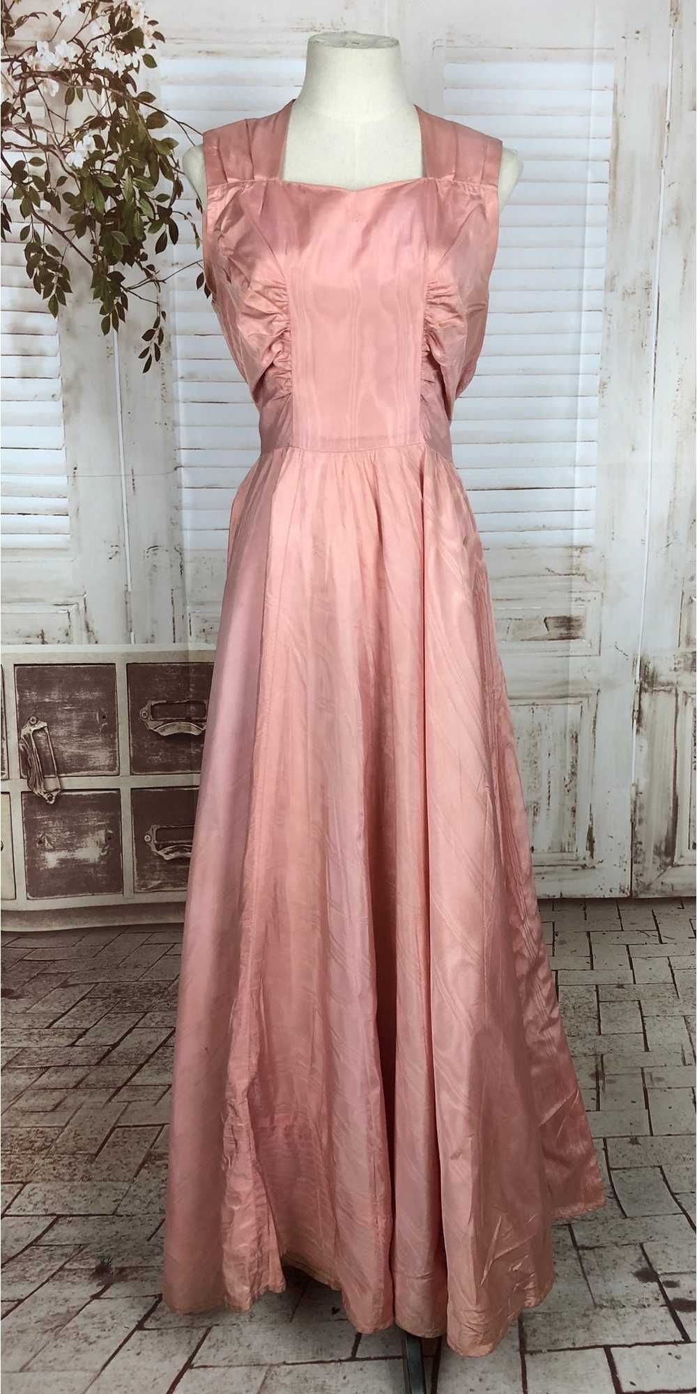 Original 1940s 40s Vintage Pink Taffeta Evening D… - image 3