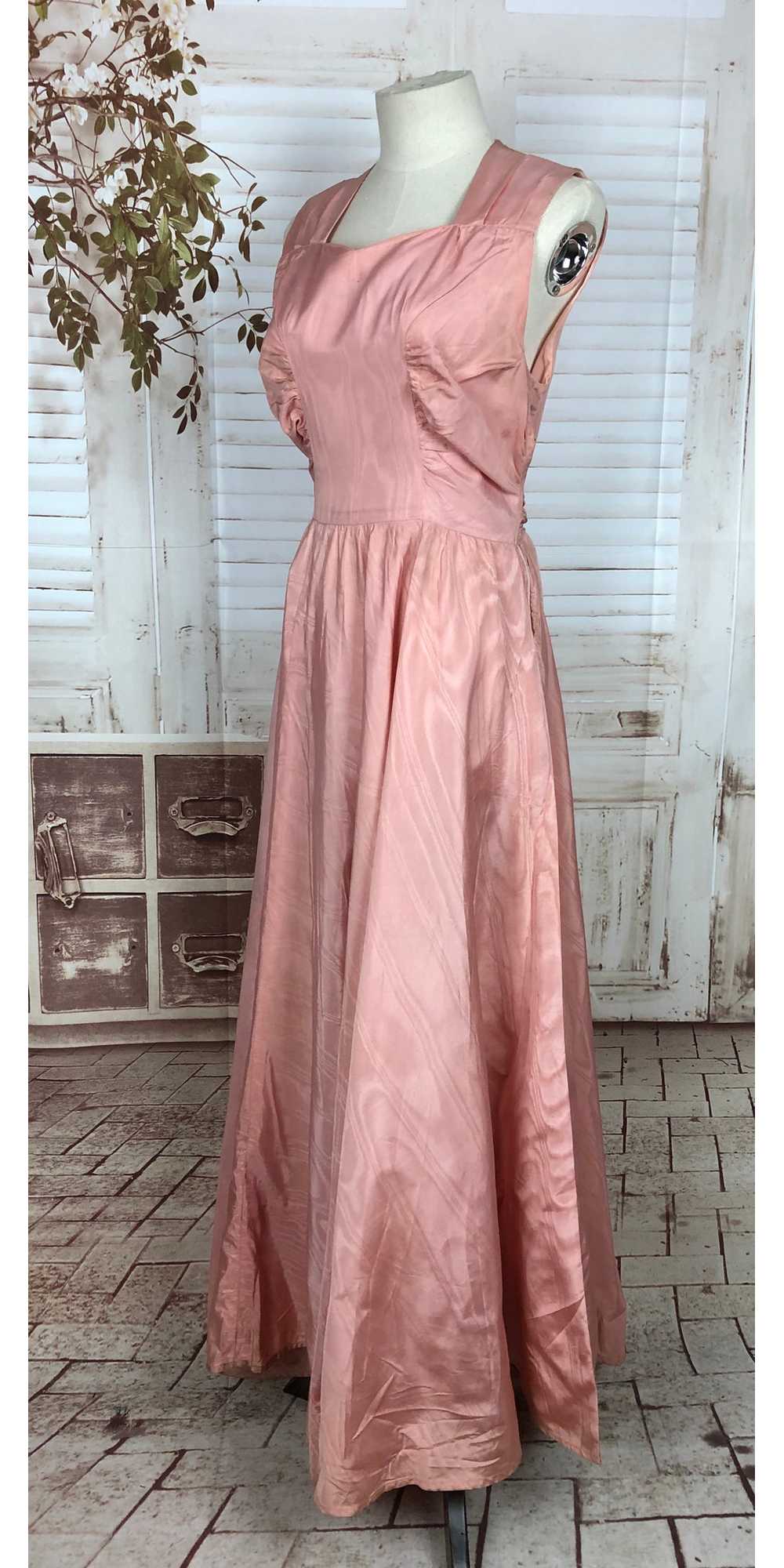 Original 1940s 40s Vintage Pink Taffeta Evening D… - image 4