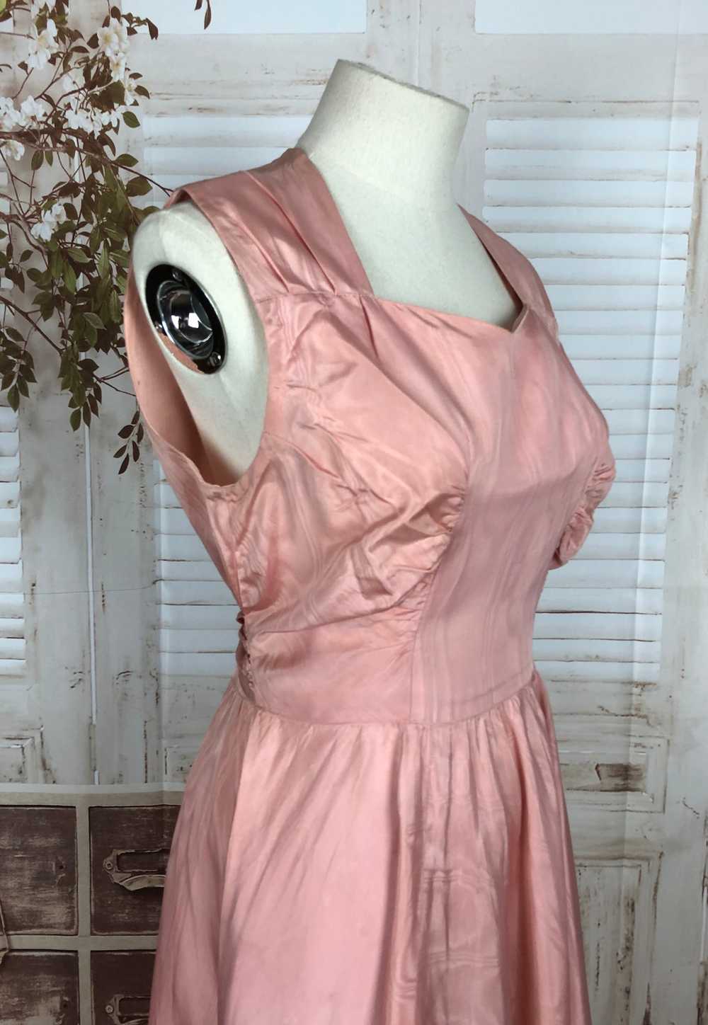 Original 1940s 40s Vintage Pink Taffeta Evening D… - image 8