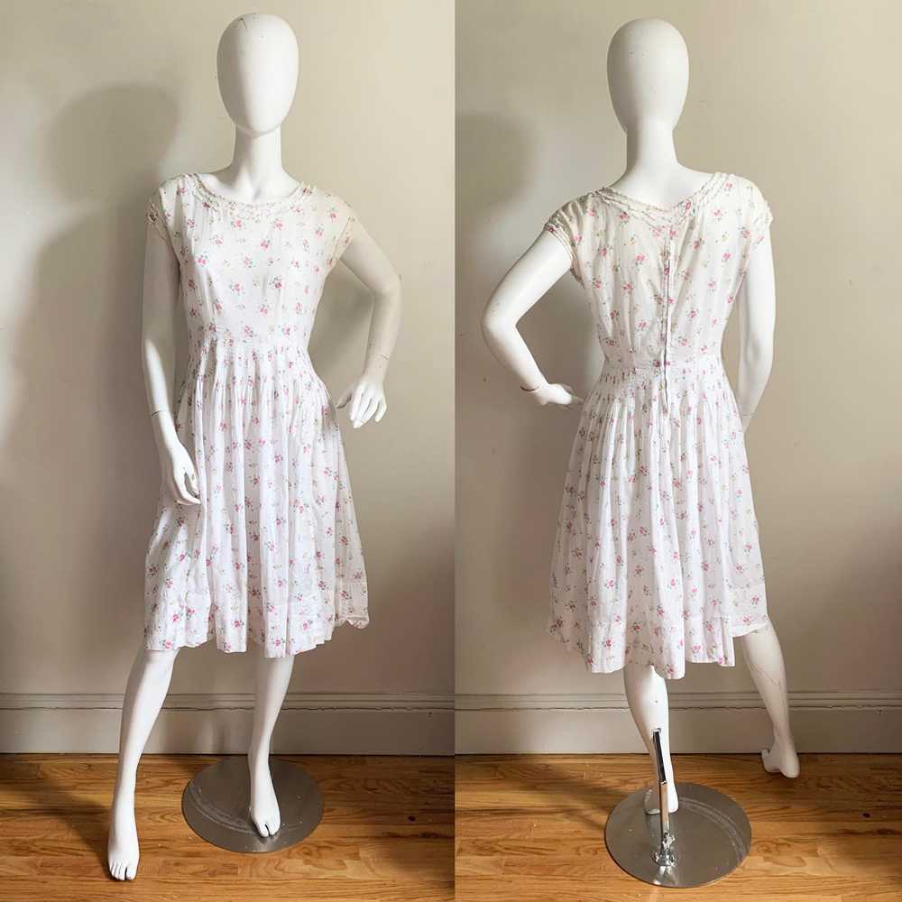Vintage Cotton Voile Ditsy Floral Dress - image 1