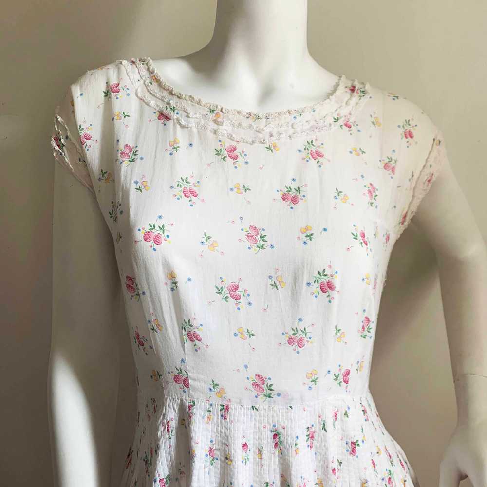 Vintage Cotton Voile Ditsy Floral Dress - image 2