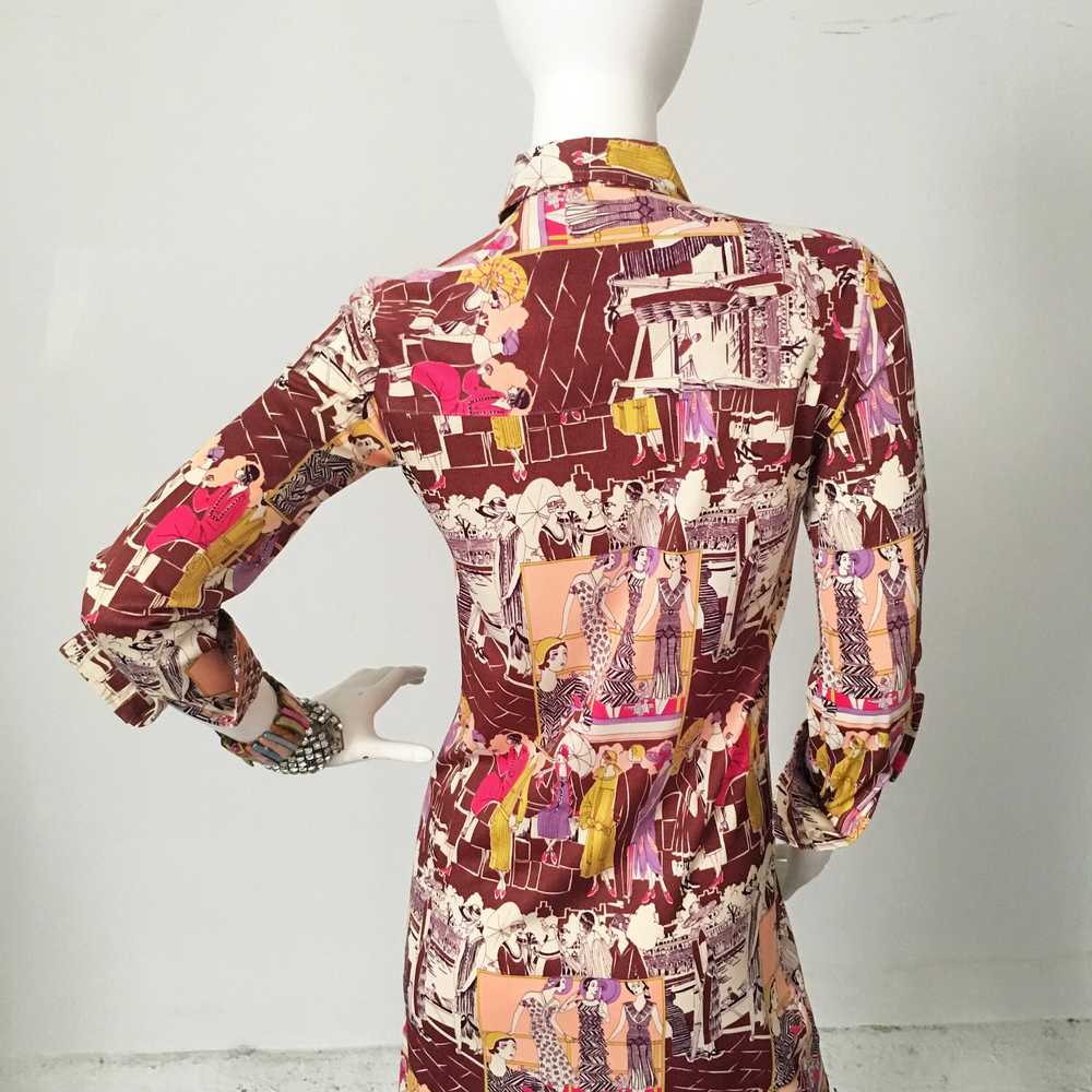1970s Geoffrey Beene Bazaar Deco Print Dress - image 3