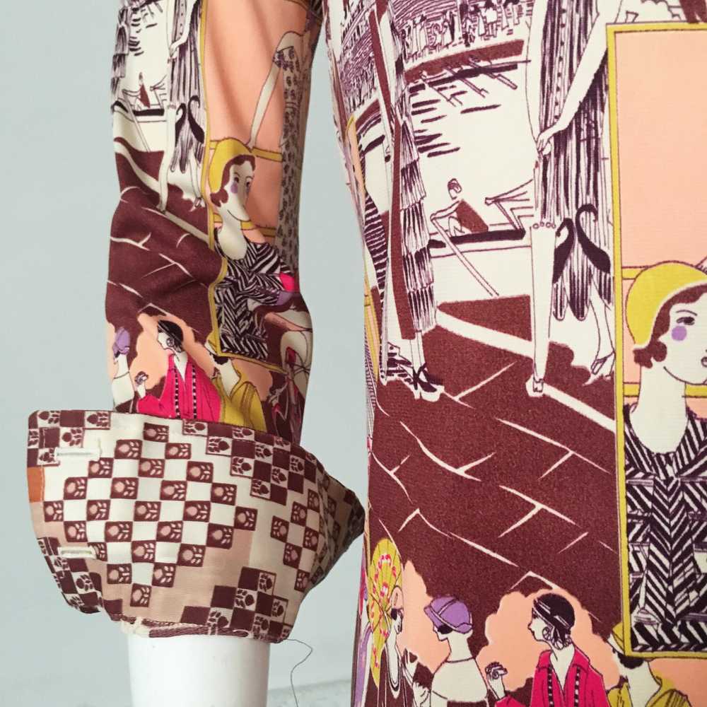 1970s Geoffrey Beene Bazaar Deco Print Dress - image 5