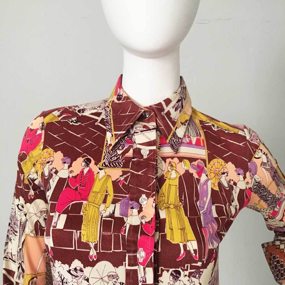 1970s Geoffrey Beene Bazaar Deco Print Dress - image 7