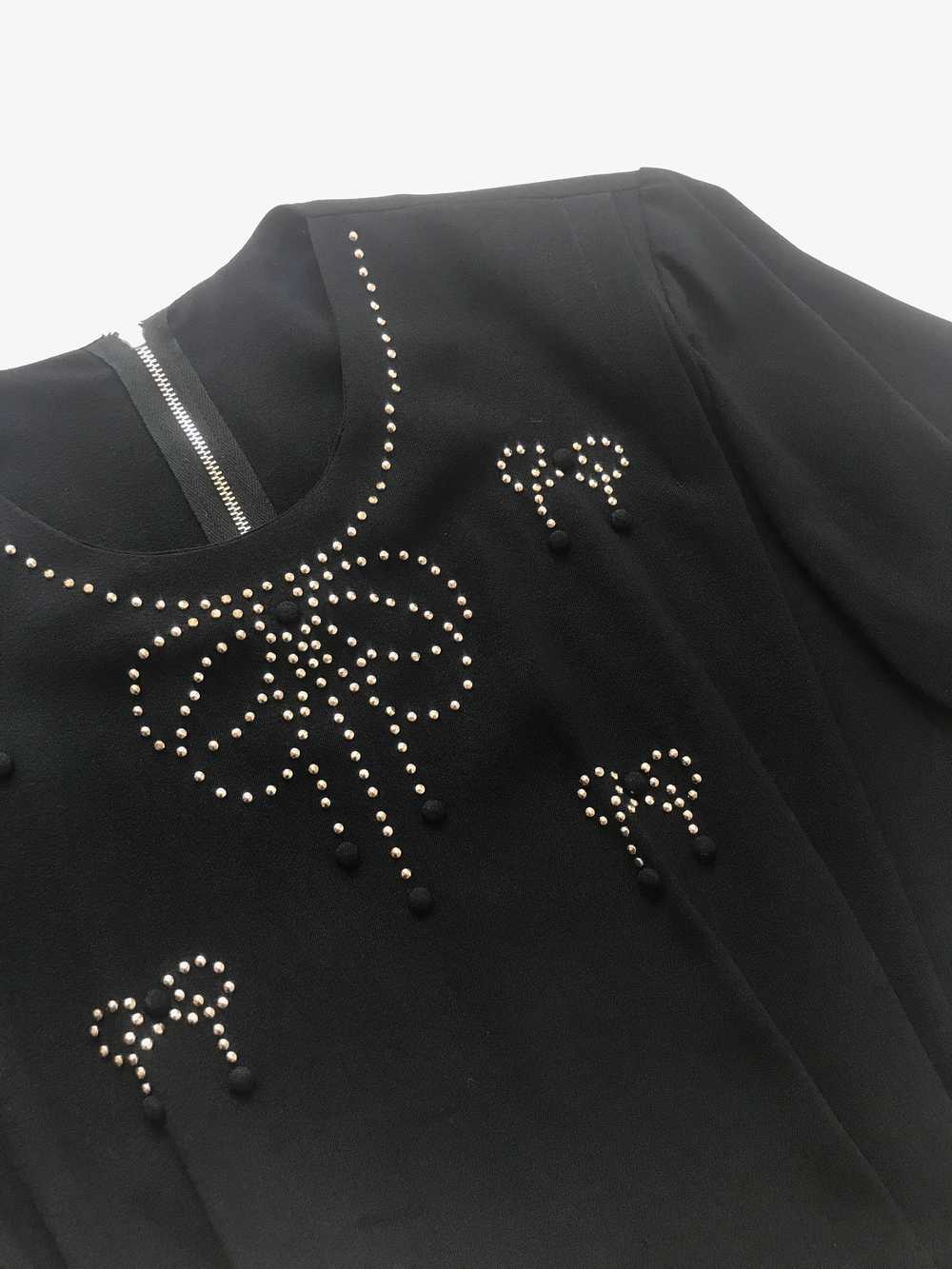1940s Studded Black Crepe Rayon Dress - image 4
