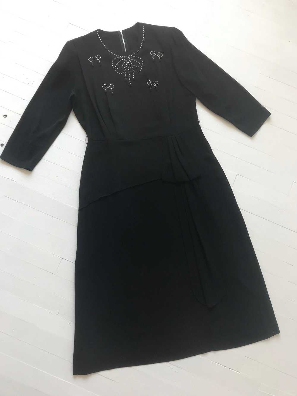 1940s Studded Black Crepe Rayon Dress - image 7