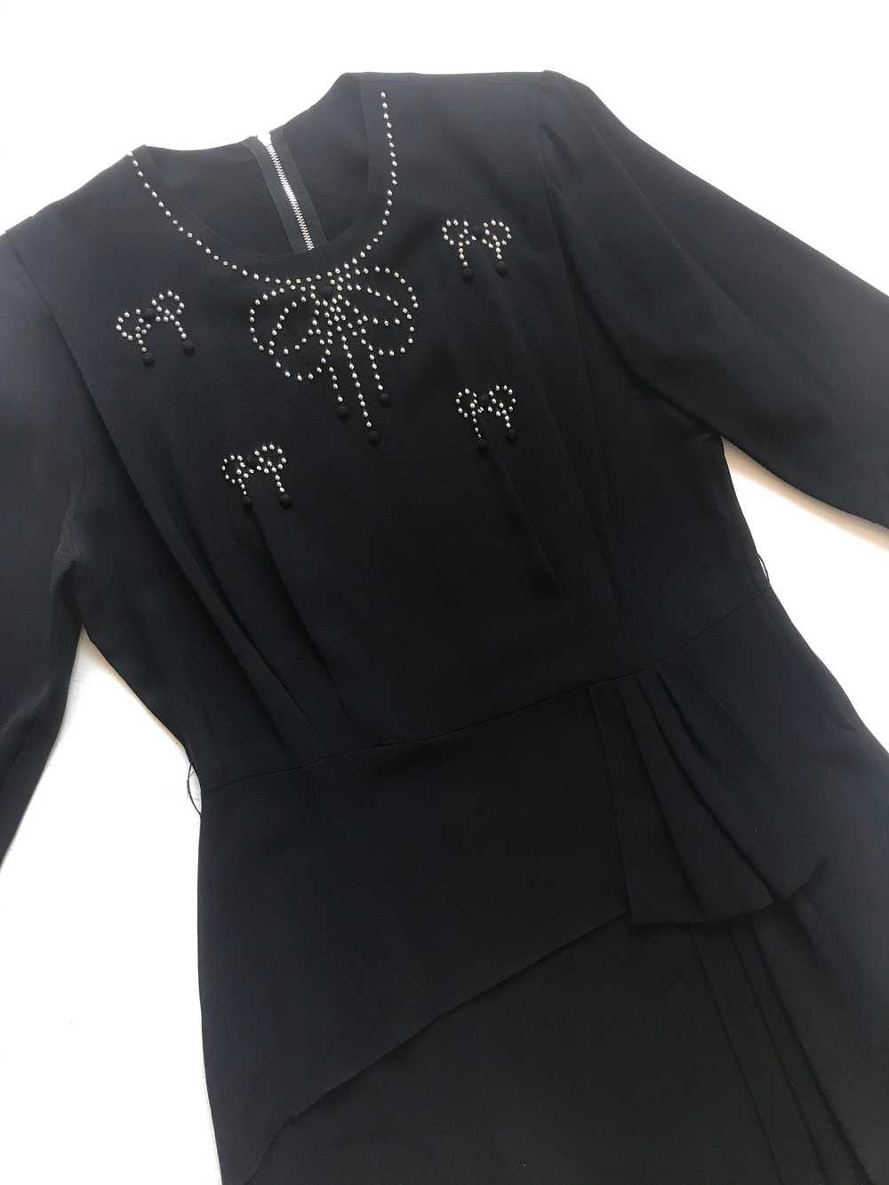 1940s Studded Black Crepe Rayon Dress - image 8