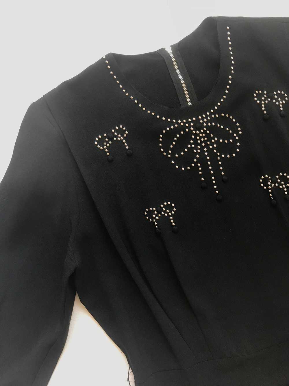 1940s Studded Black Crepe Rayon Dress - image 9