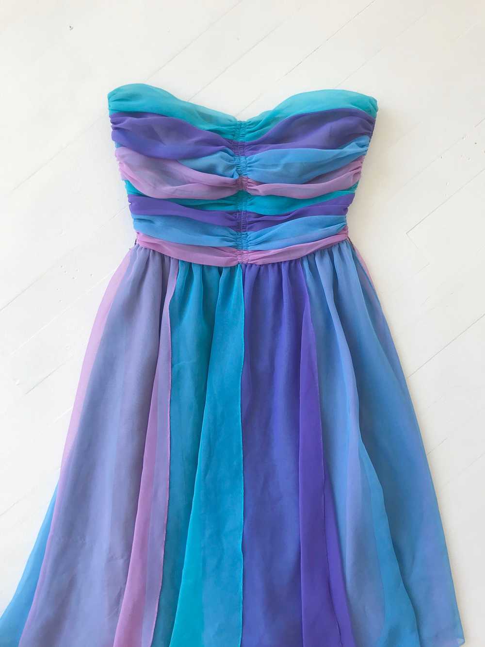 1980s-Does-1950s Pastel Colorblock Chiffon Dress - image 10