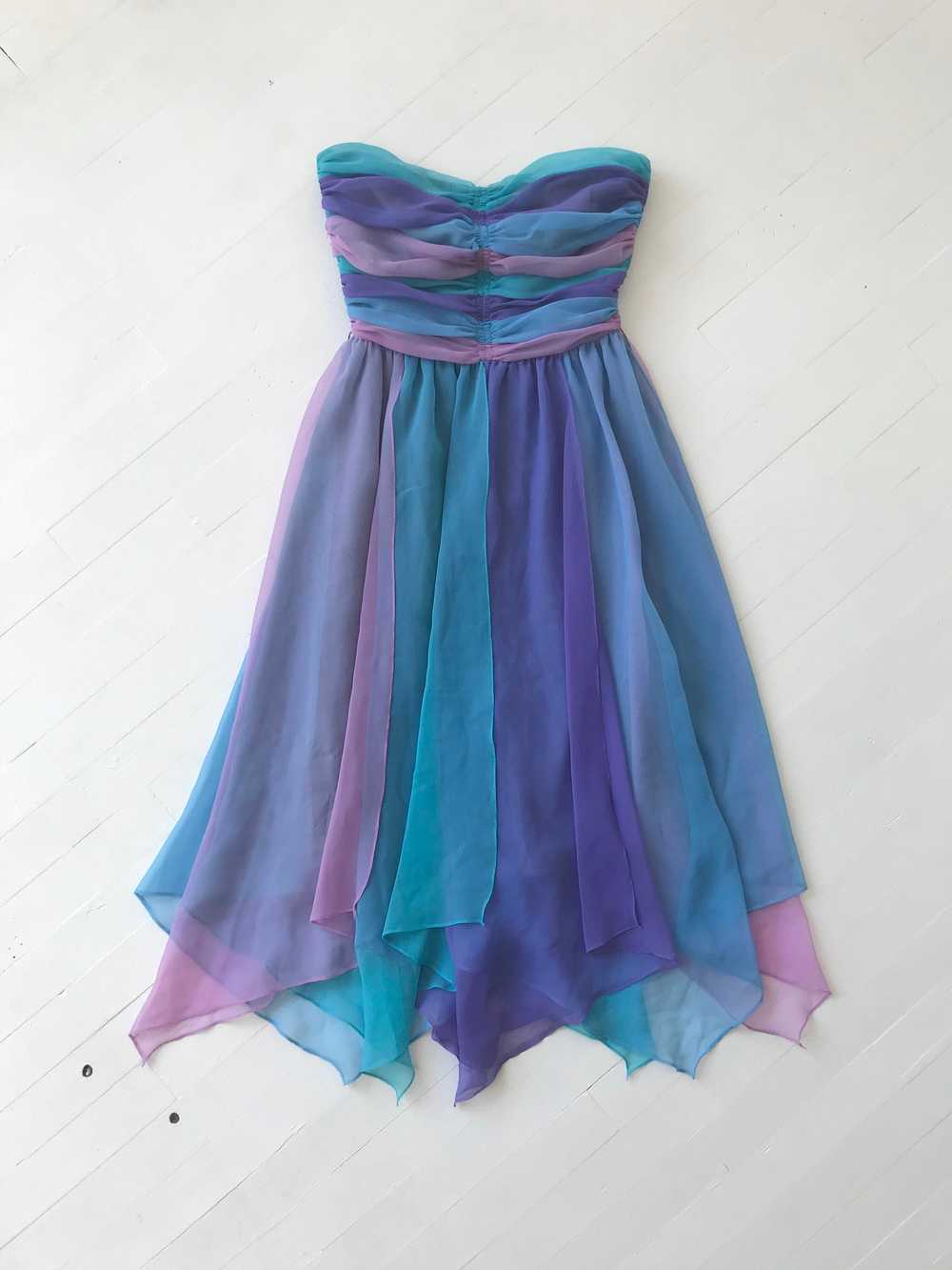 1980s-Does-1950s Pastel Colorblock Chiffon Dress - image 3