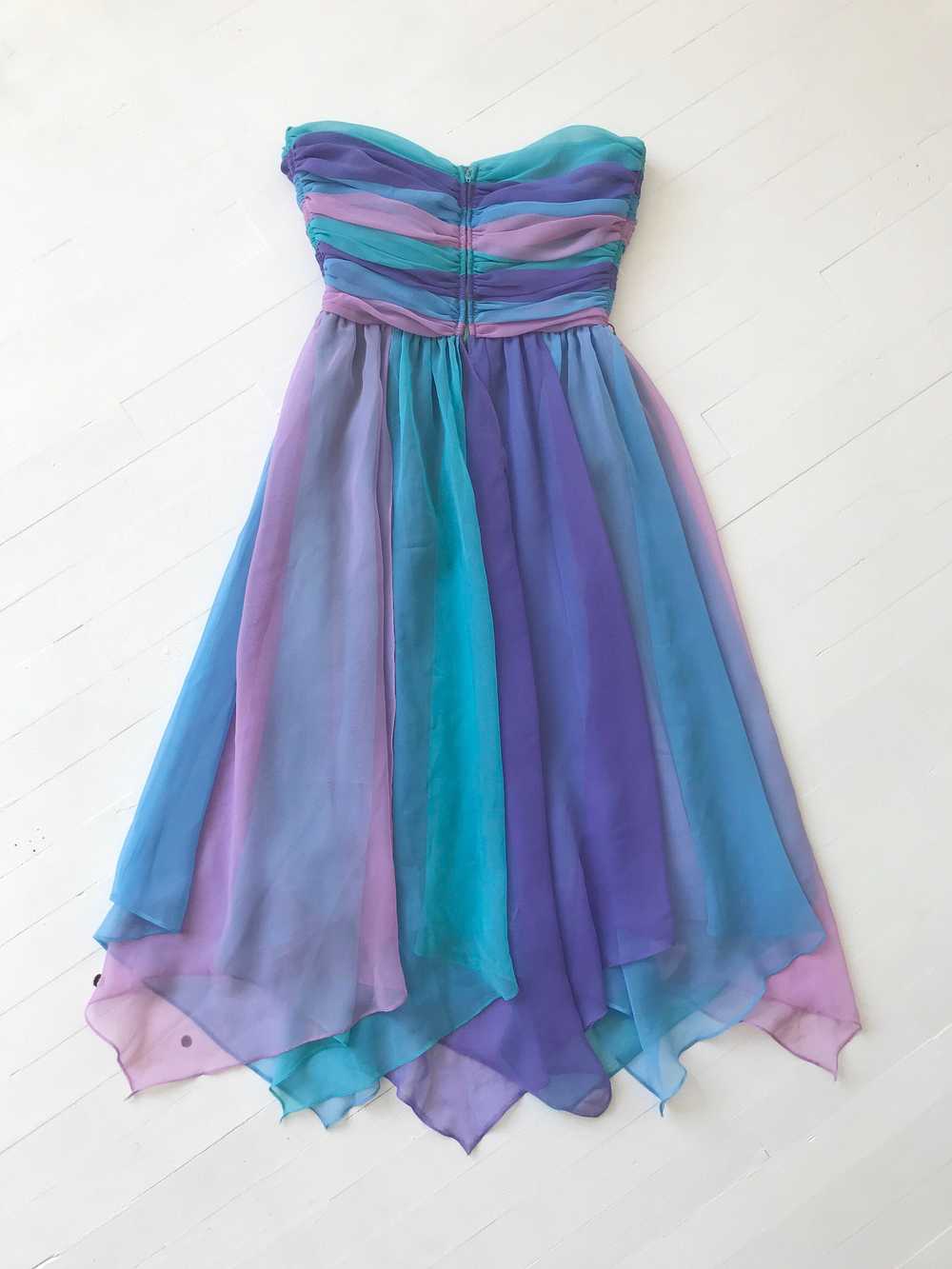 1980s-Does-1950s Pastel Colorblock Chiffon Dress - image 5