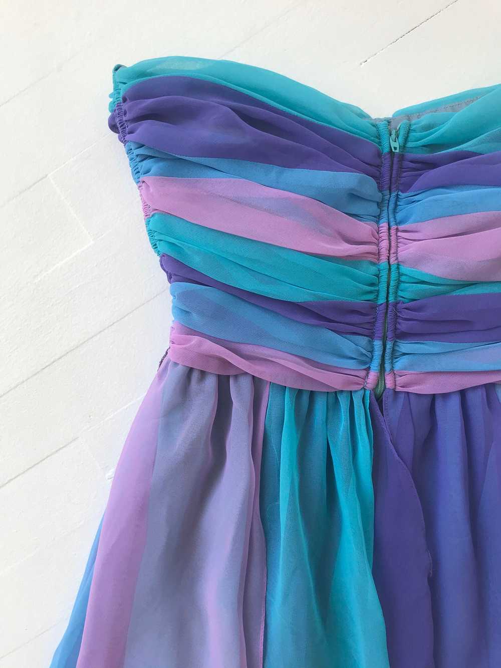 1980s-Does-1950s Pastel Colorblock Chiffon Dress - image 6