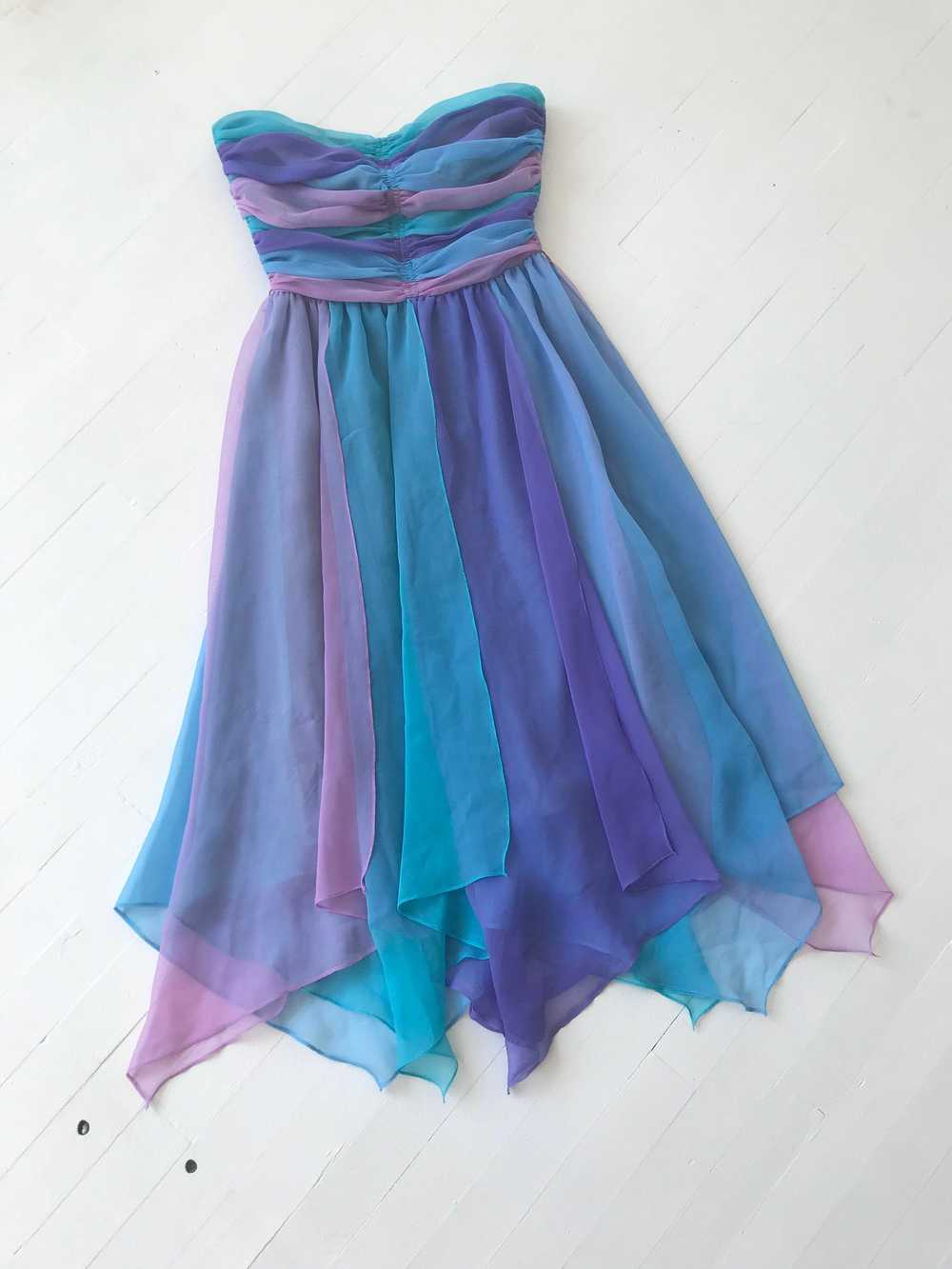 1980s-Does-1950s Pastel Colorblock Chiffon Dress - image 7