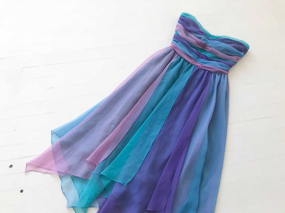 1980s-Does-1950s Pastel Colorblock Chiffon Dress - image 8