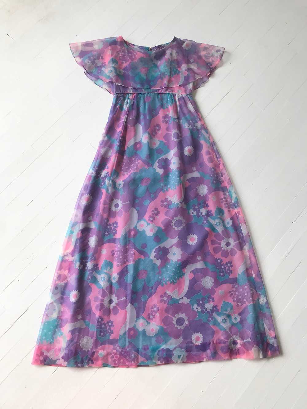 1960s Floral Print Maxi Dress - image 3