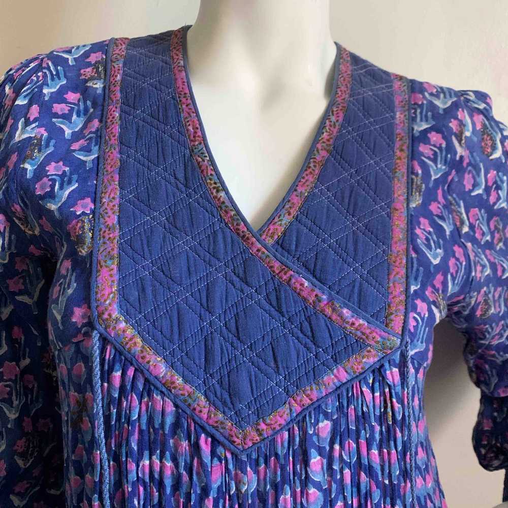 1970s Indian Indigo Cotton Gauze Dress - image 3