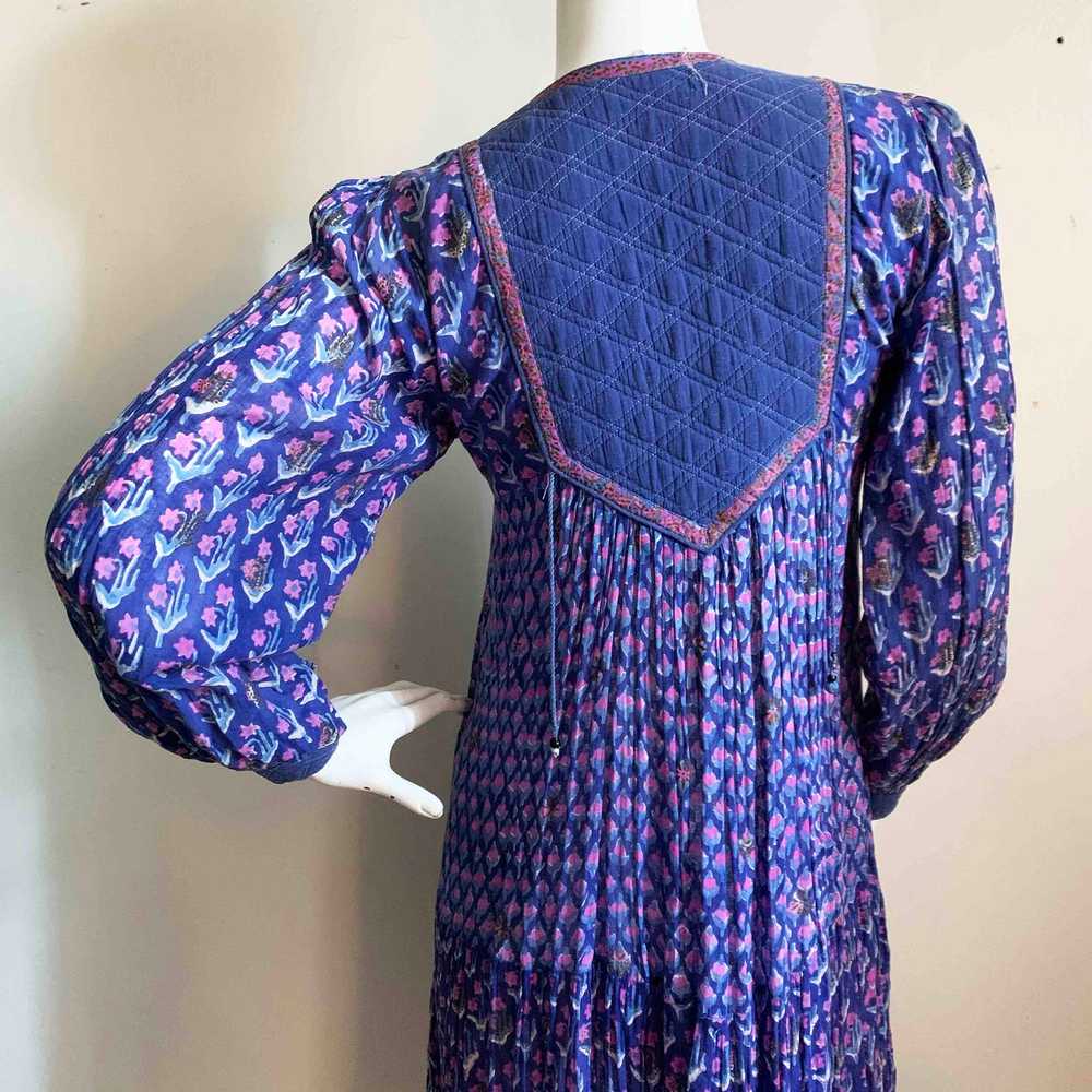 1970s Indian Indigo Cotton Gauze Dress - image 8