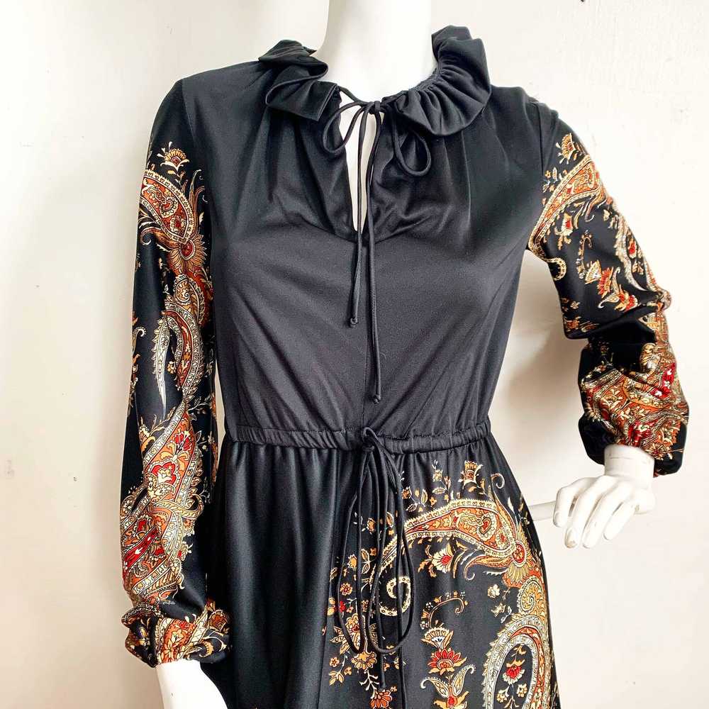 Black 1970s Paisley Maxi Dress - image 2