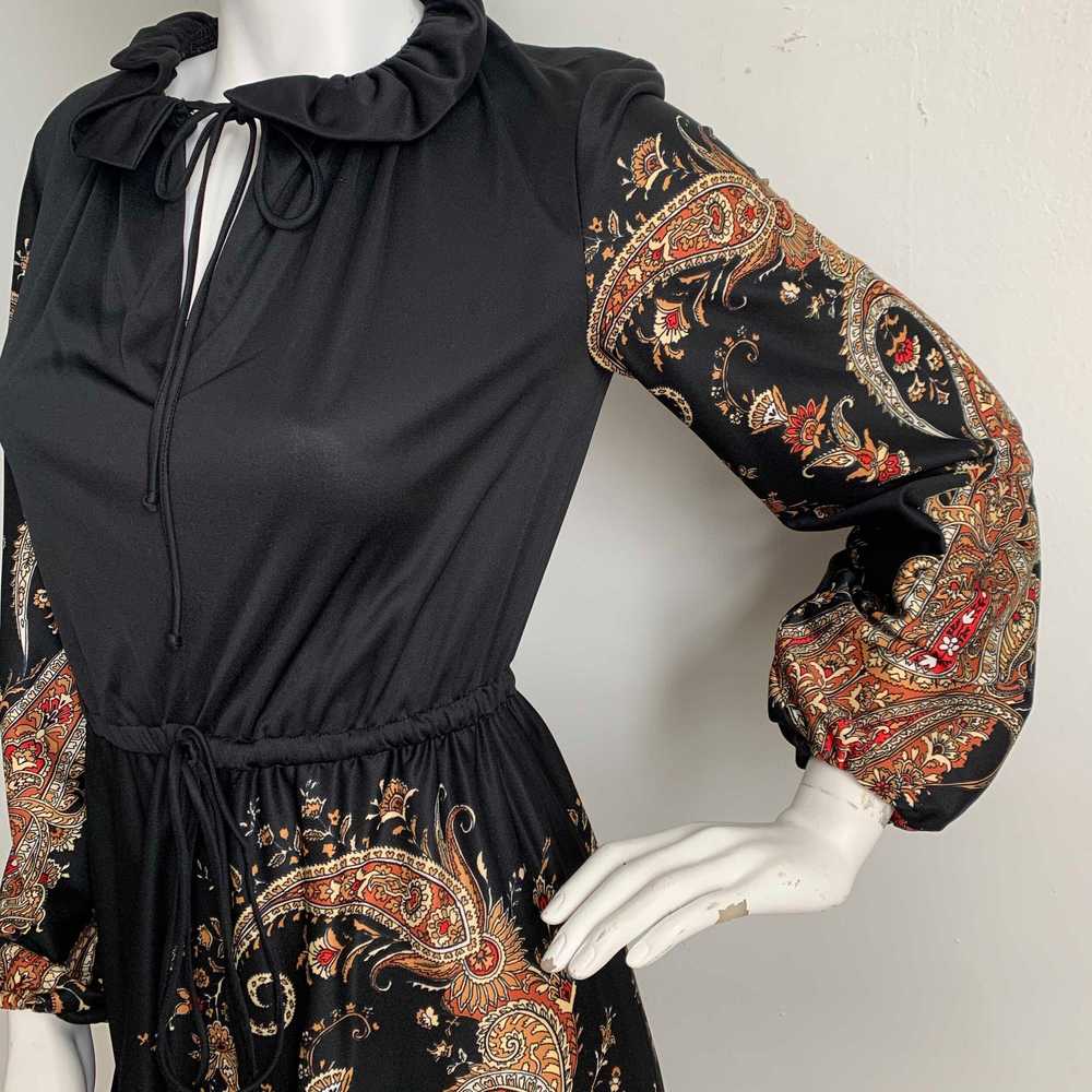 Black 1970s Paisley Maxi Dress - image 3