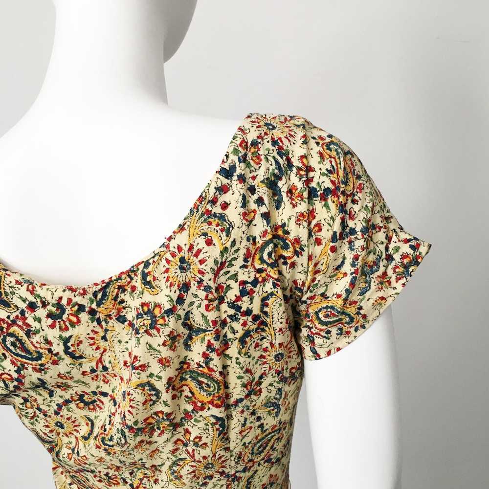 1950s Indian Cotton Paisley Dress - image 4