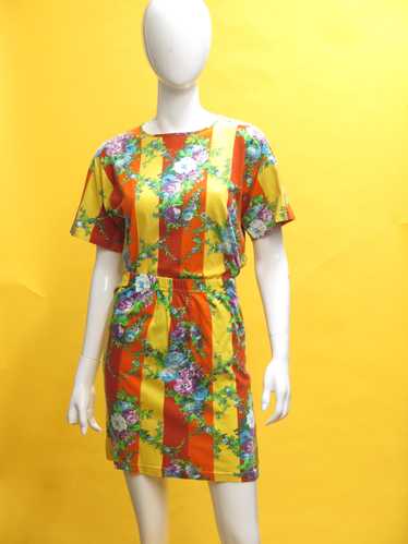 1990’s KENZO Jungle Striped & Floral Skirt Set - image 1