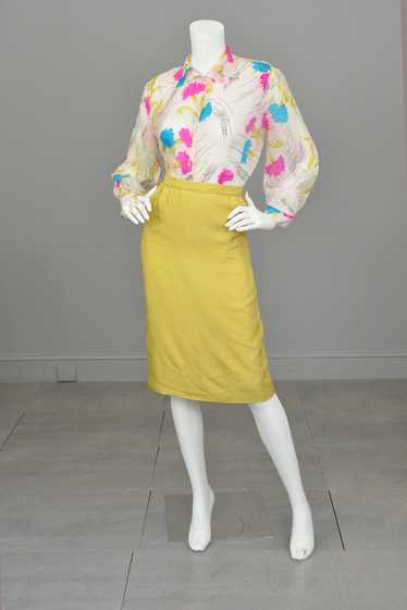 1940s Hand Dyed Tissue Silk Blouse with Balloon Sl