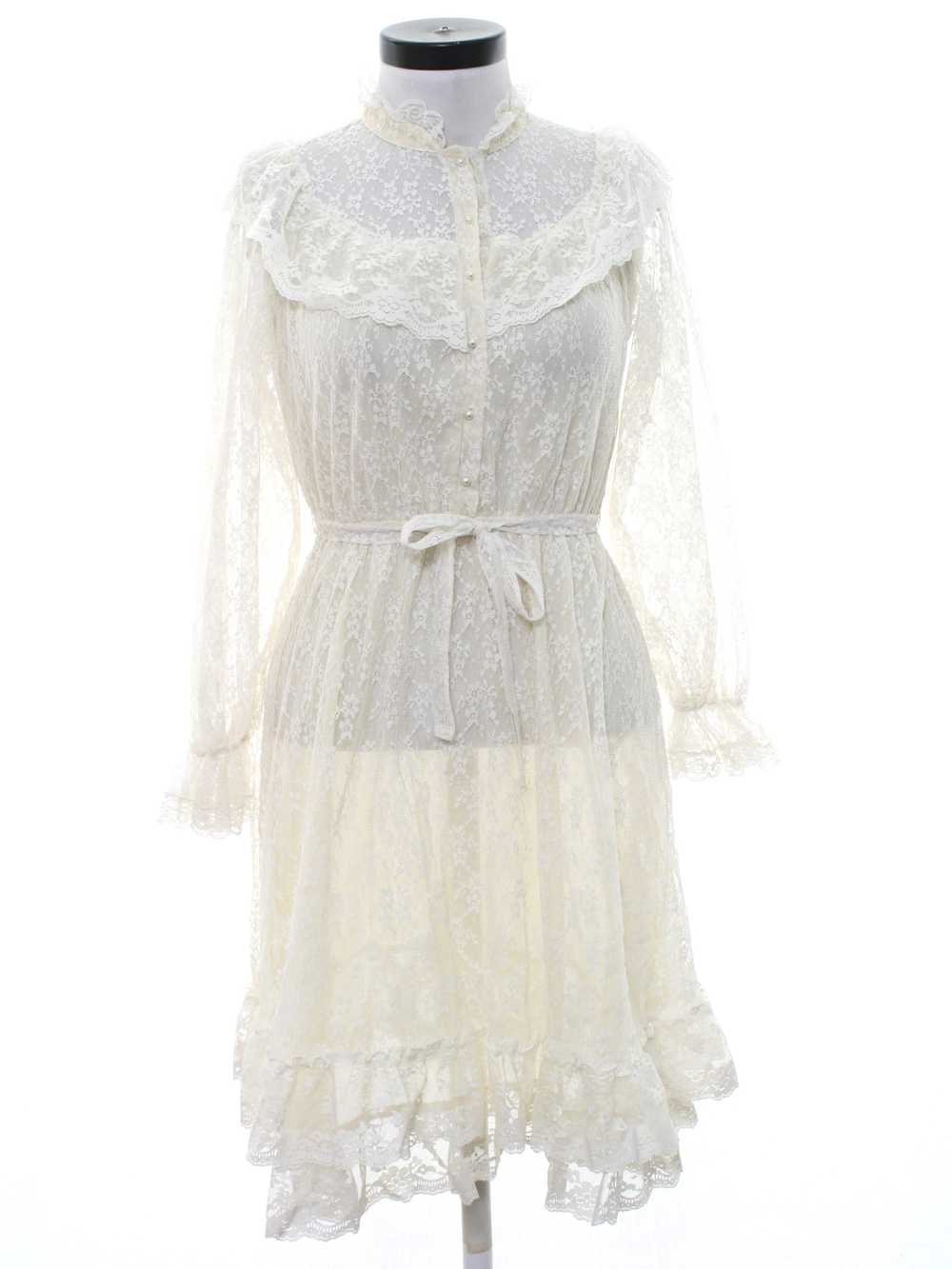 1970's or Early 80s Prairie Style Cocktail Dress - image 1