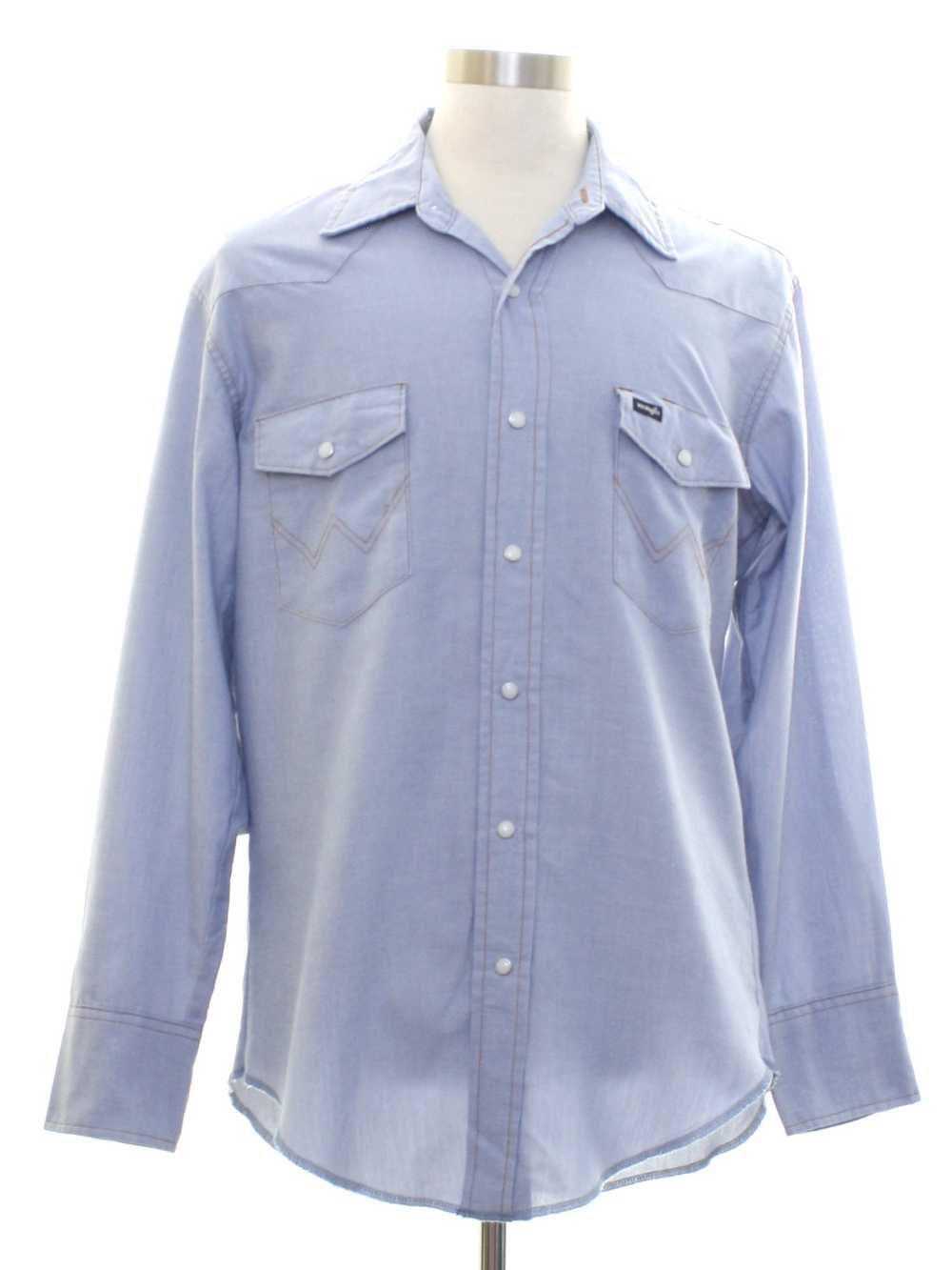 1990's Wrangler Mens Chambray Western Shirt - Gem